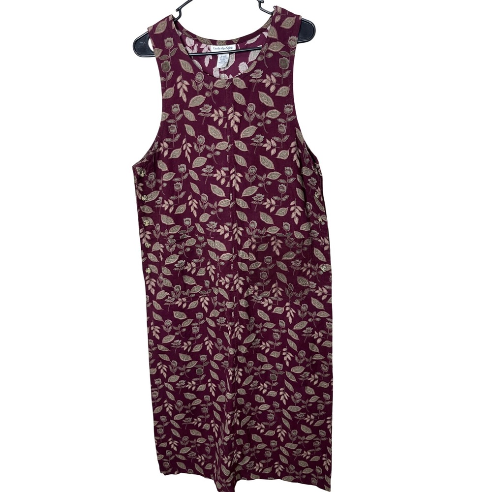 Cambridge Spirit Dress Size 8 Corduroy Sleeveless Floral Cottagecore Maroon